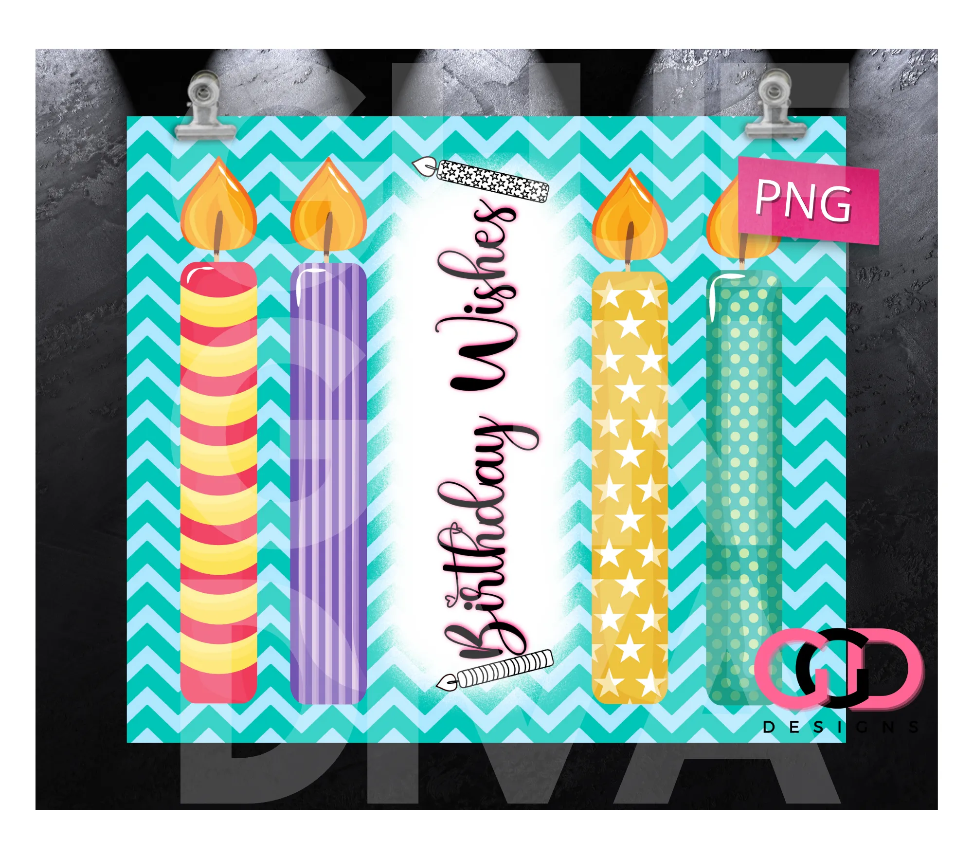 Birthday Wishes -   Digital tumbler wrap for 20 oz skinny straight tumbler