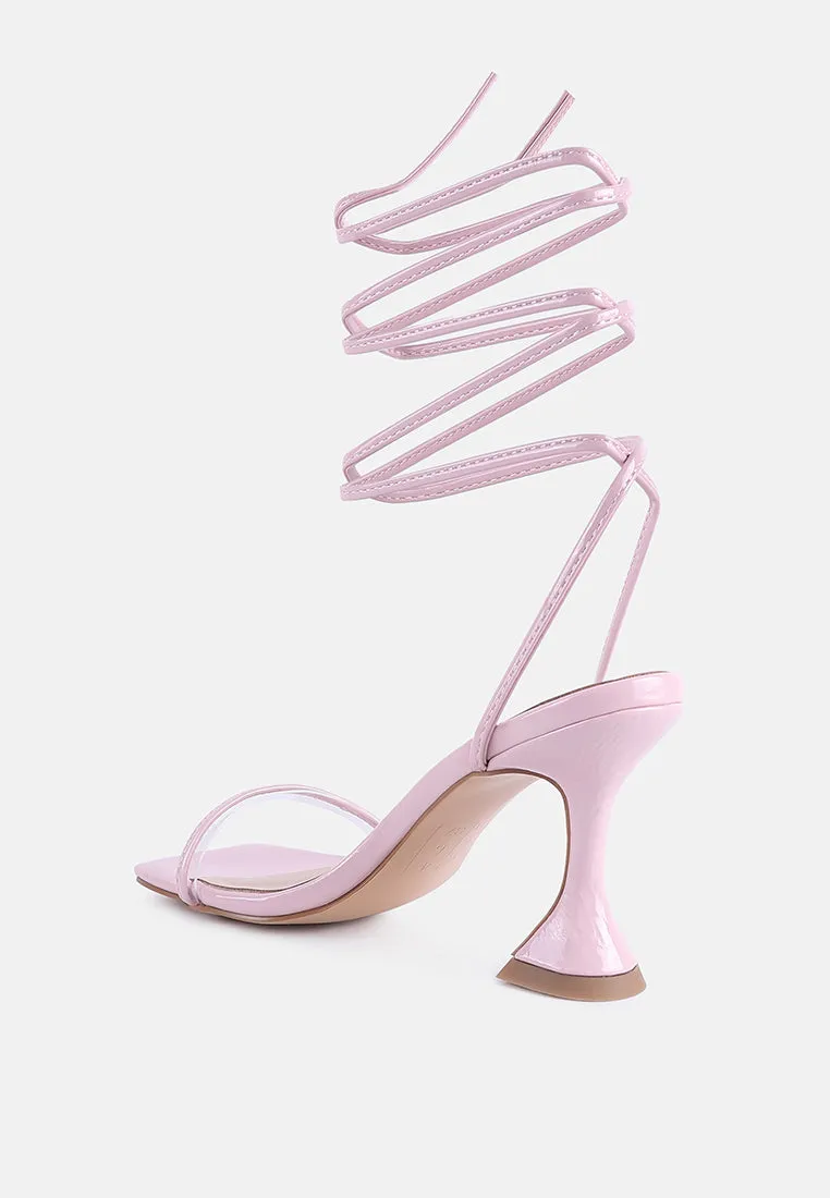 Biten Berry Spool Heel Lace Up Sandals