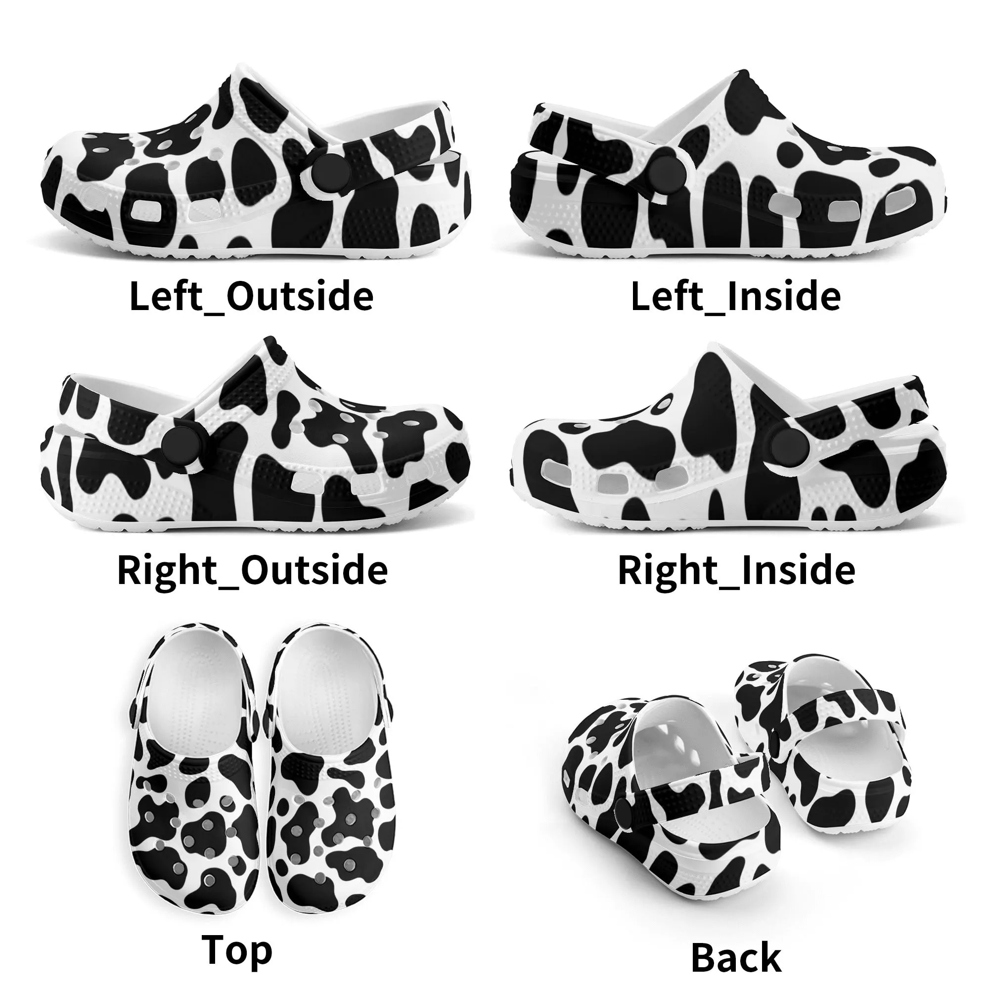 Cow Print Clogs Kids All Over Printing Classic Clogs