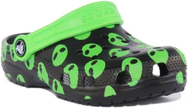 Crocs Classic Junior In Black Green Aliens For Kids