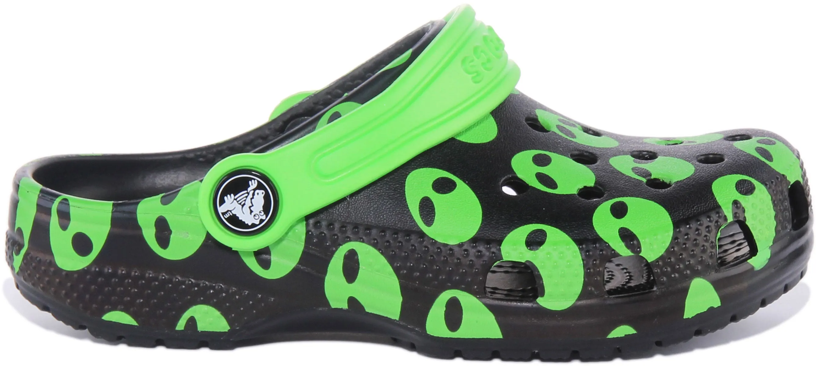 Crocs Classic Junior In Black Green Aliens For Kids