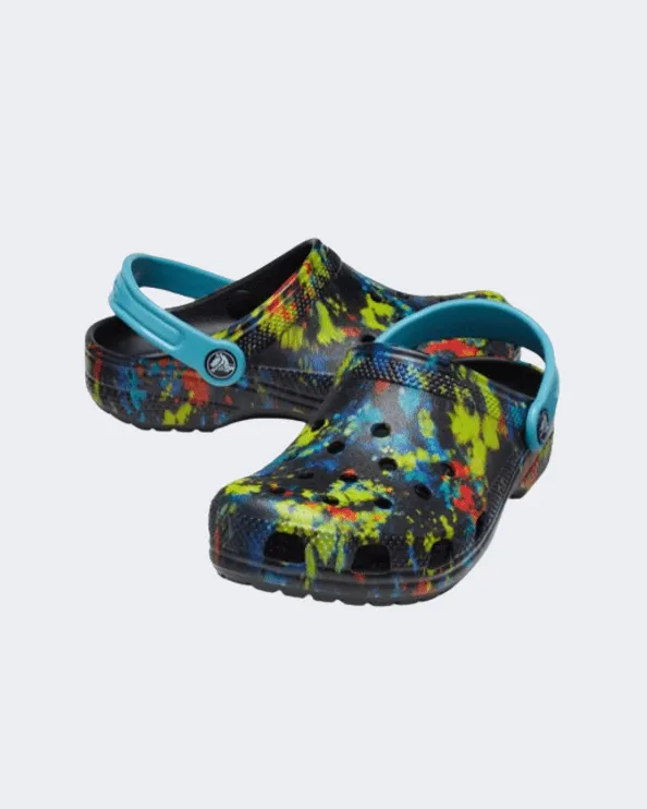 Crocs Classic Tiedye Graphic Clog Kids Lifestyle Slippers Black/Multi