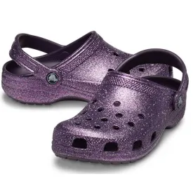 Crocs Kids - Classic Space Glitter Clog Dark Iris Purple- Junior Youths Sizes