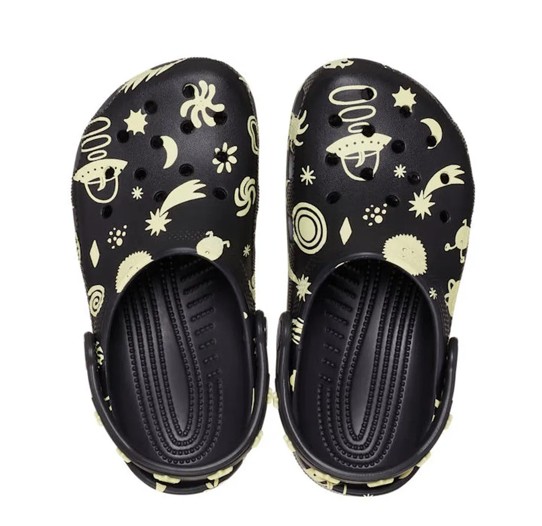 Crocs Kids - Toddlers Classic Space Clog K Black Sandals Glows In The Dark