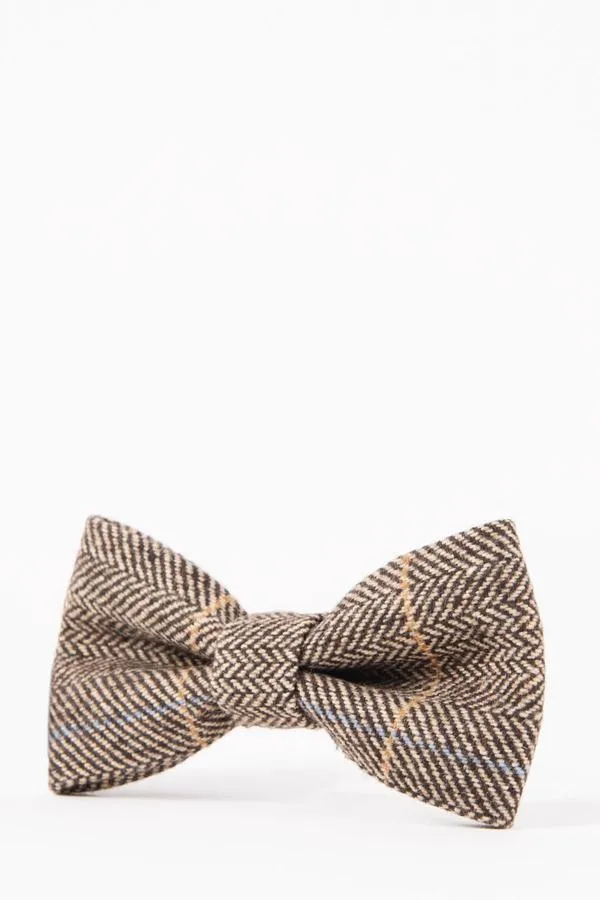 DX7 Tan Tweed Check Bow Tie