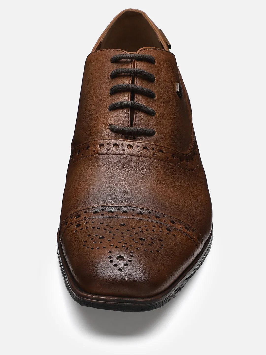 Ezok Men Brown Leather Formal Shoes