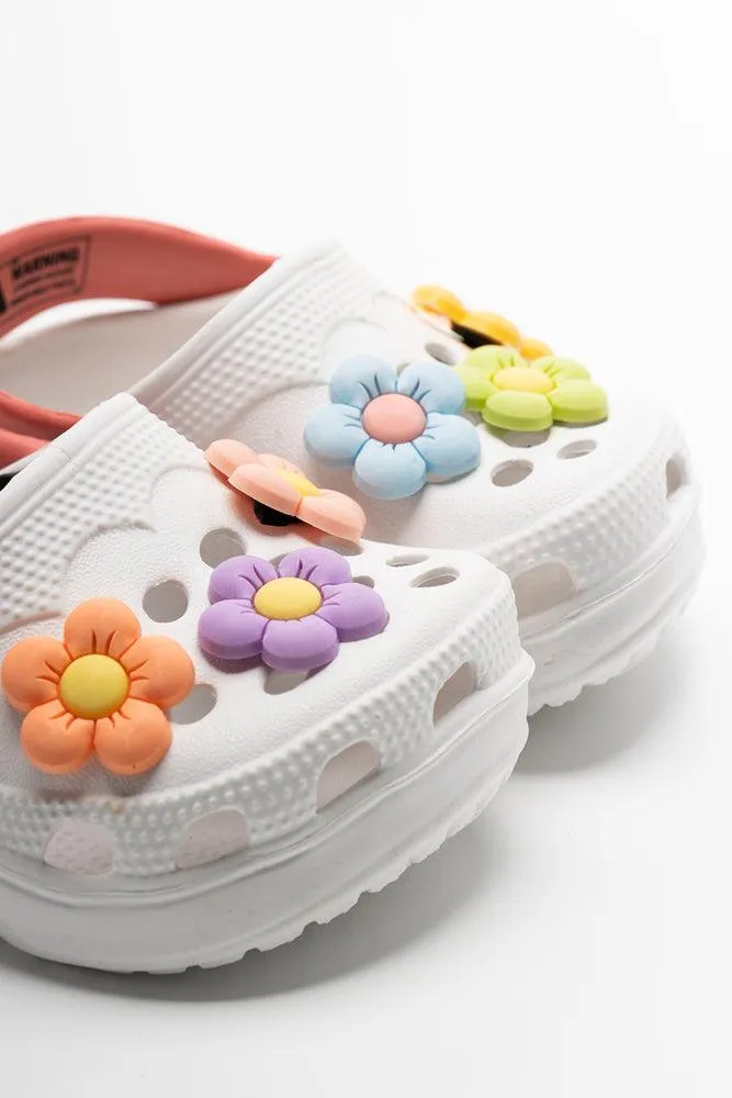 Flower Clog White