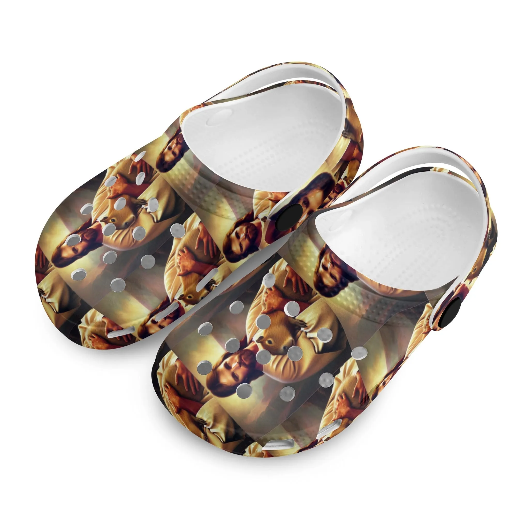 Jesus Holding Capybara Kids All Over Printing Classic Clogs