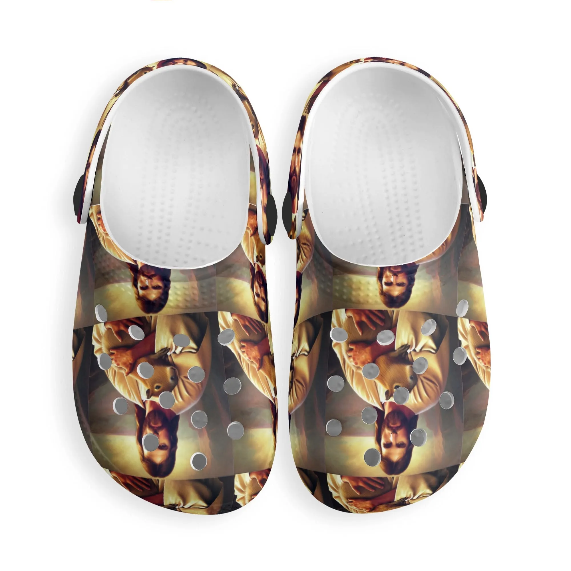 Jesus Holding Capybara Kids All Over Printing Classic Clogs