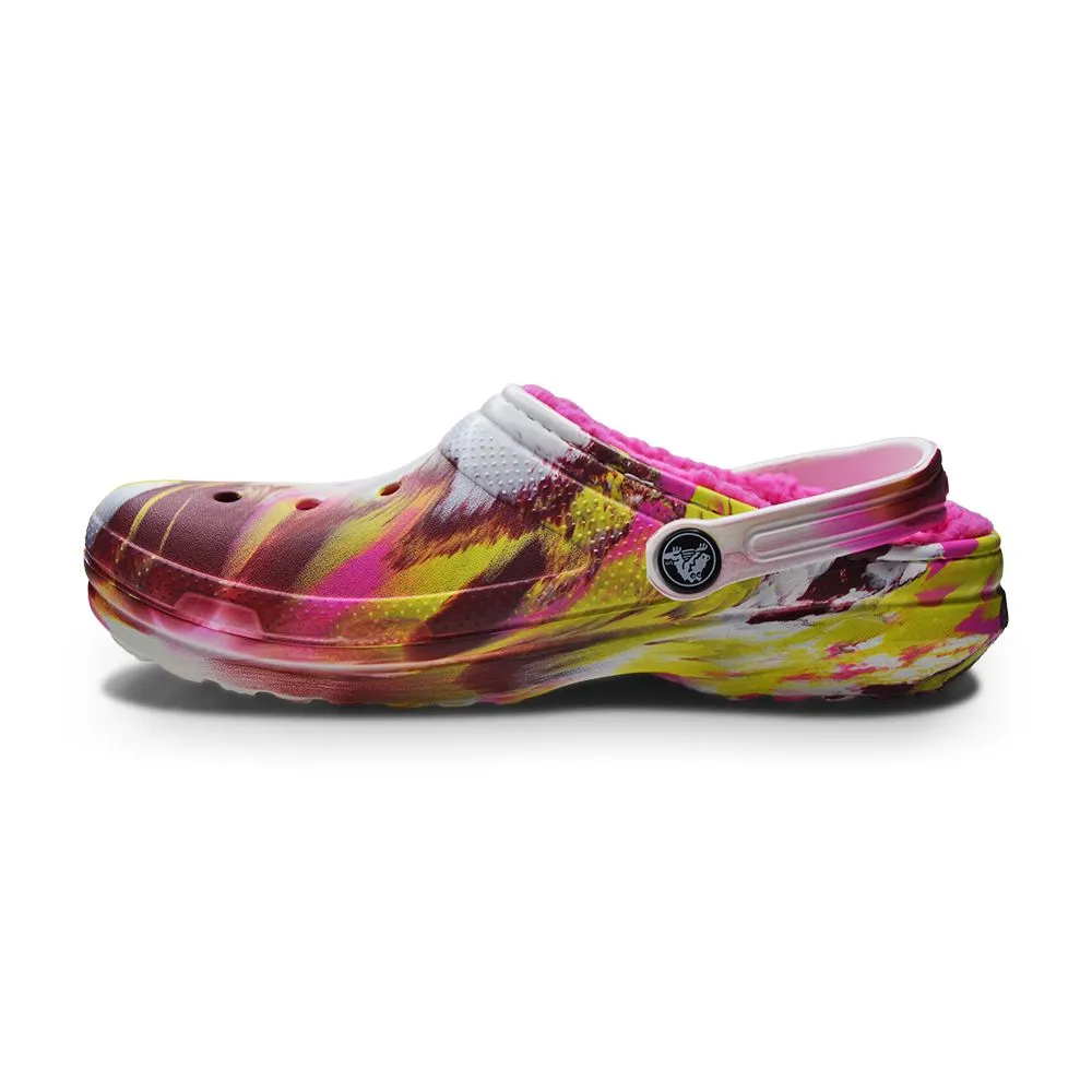 Juniors Ladies Crocs Classic Lined Marbled Clogs - 207773 6RW - Pink