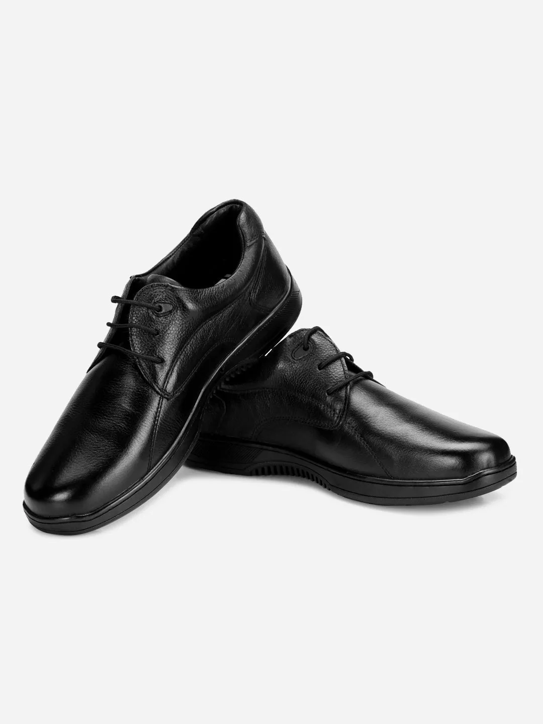 Men's Black Round Toe Lace Up Semi Formal (ID2167)