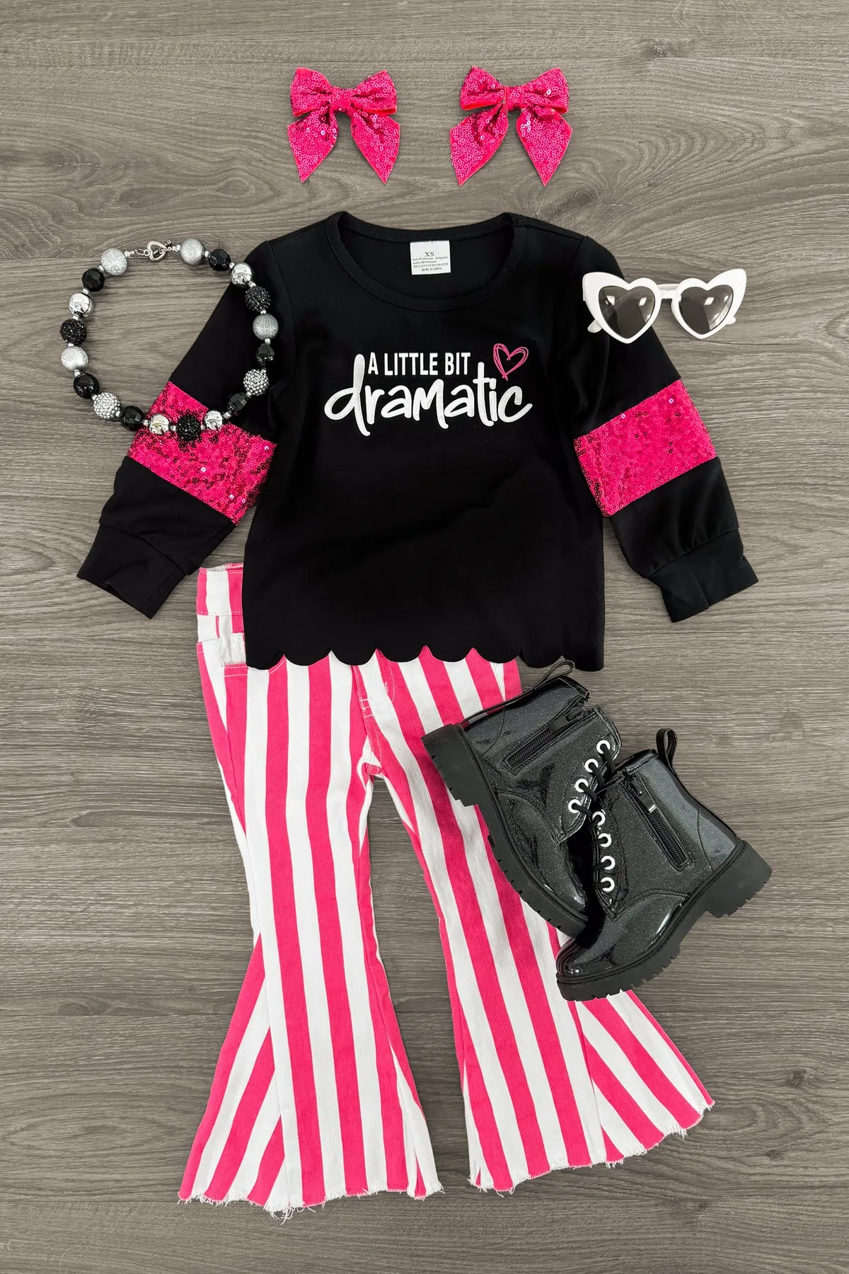 "A Little Bit Dramatic" Striped Denim Flare Set