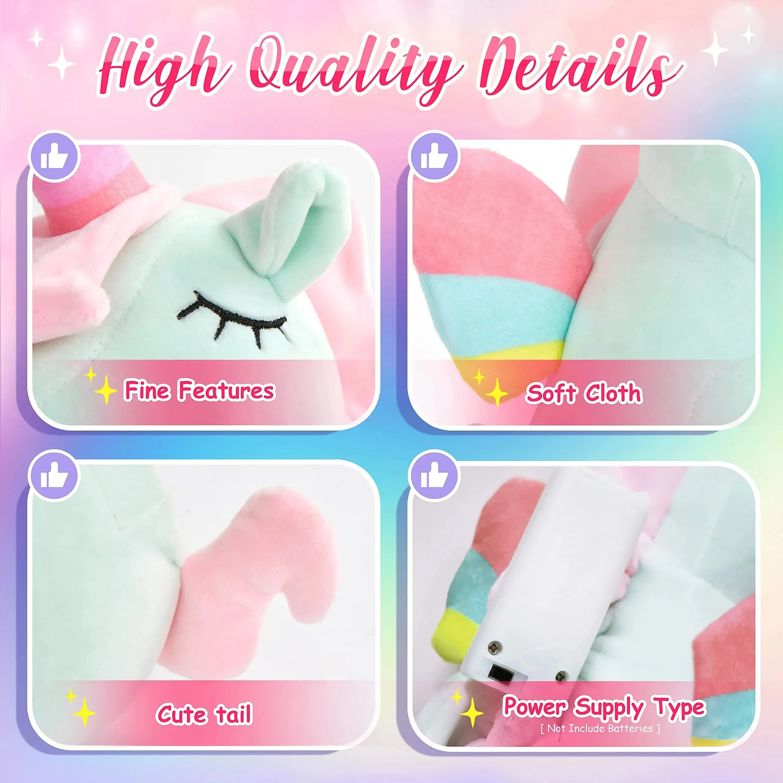 "Magical Unicorn Night Light: Soft Plush Comfort with LED Glow (Music or Non-Music Options!)"