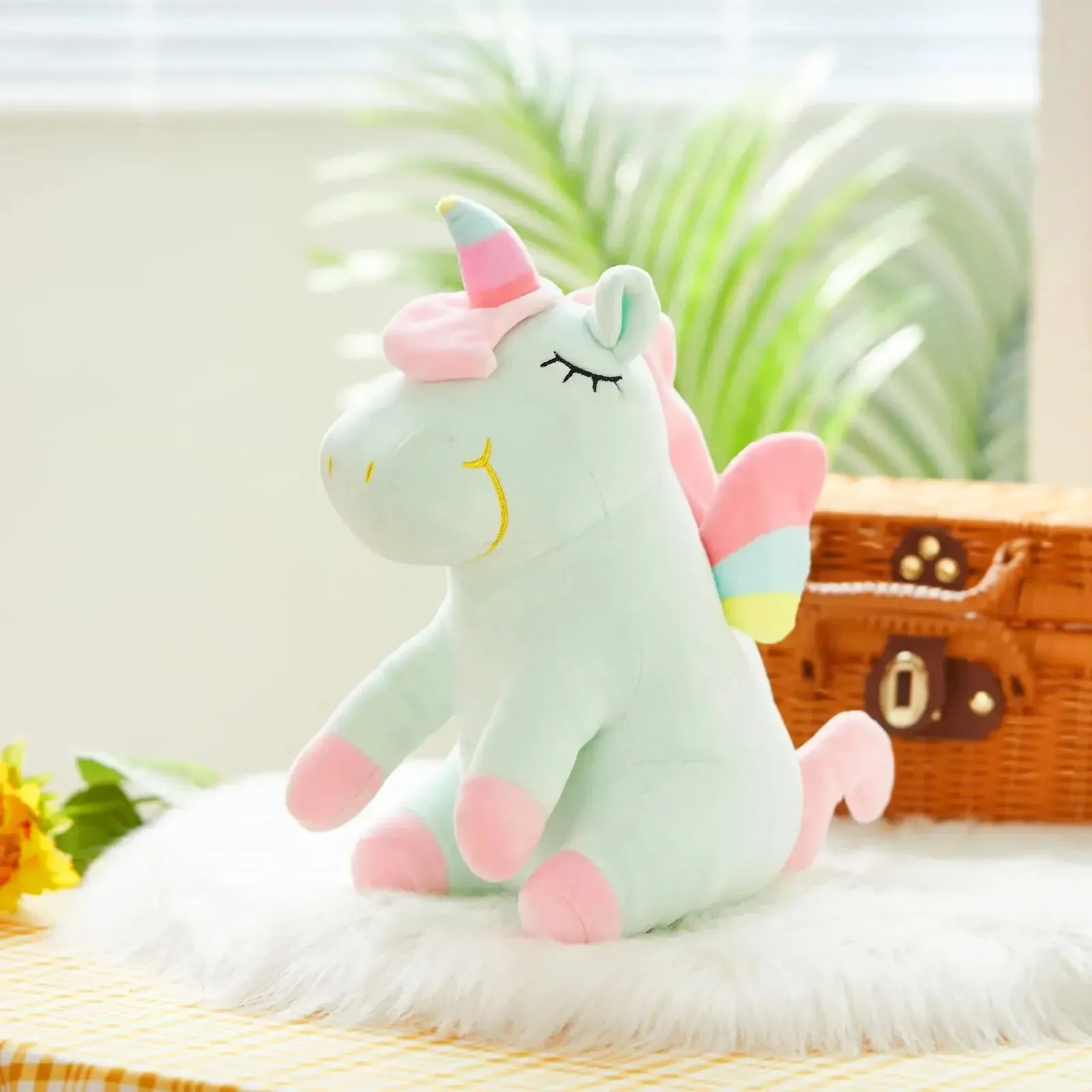 "Magical Unicorn Night Light: Soft Plush Comfort with LED Glow (Music or Non-Music Options!)"