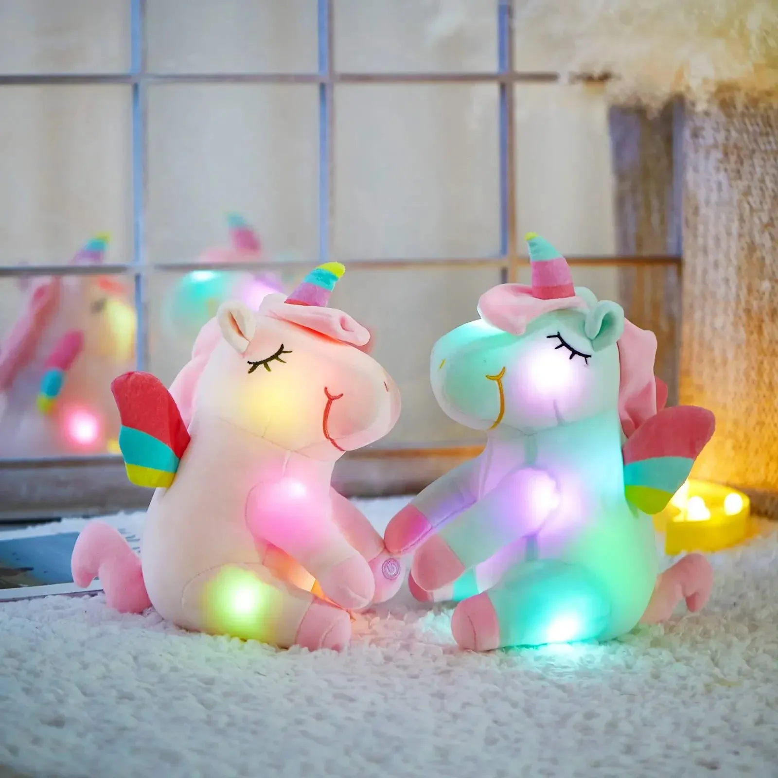 "Magical Unicorn Night Light: Soft Plush Comfort with LED Glow (Music or Non-Music Options!)"