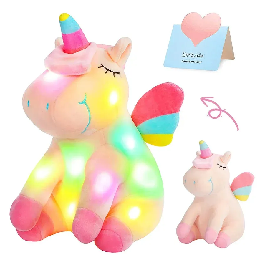 "Magical Unicorn Night Light: Soft Plush Comfort with LED Glow (Music or Non-Music Options!)"