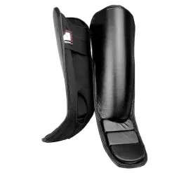 Shin Instep Guard, Leather/Slip-on, Black