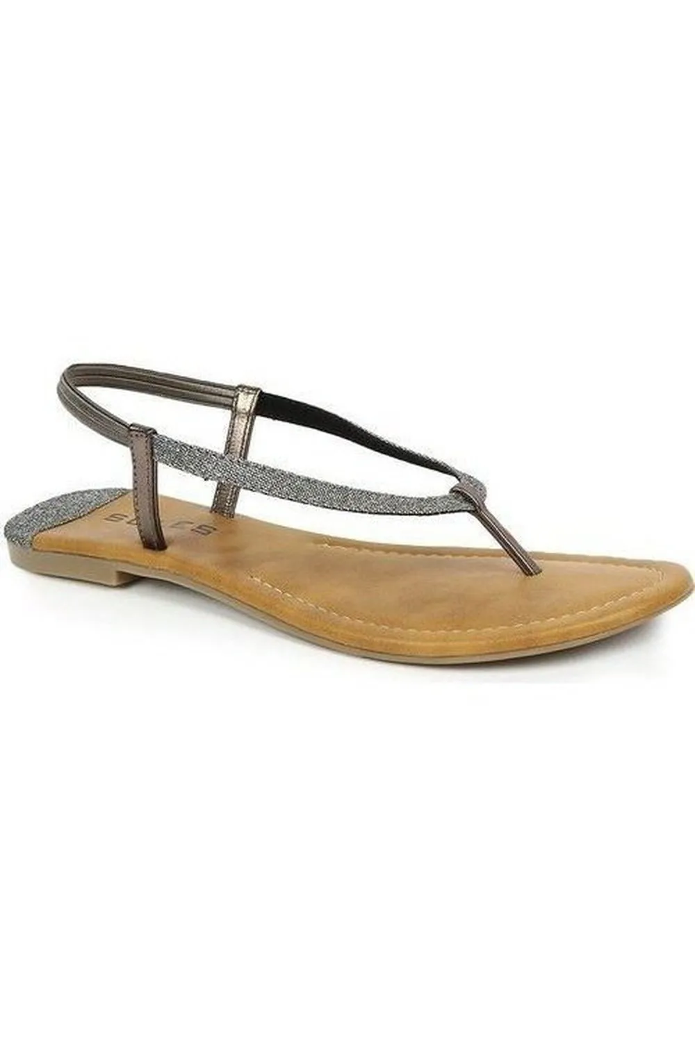 SOLES Metallic Fashion Trendy Gunmetal Flat Sandals - Trendy & Stylish Footwear