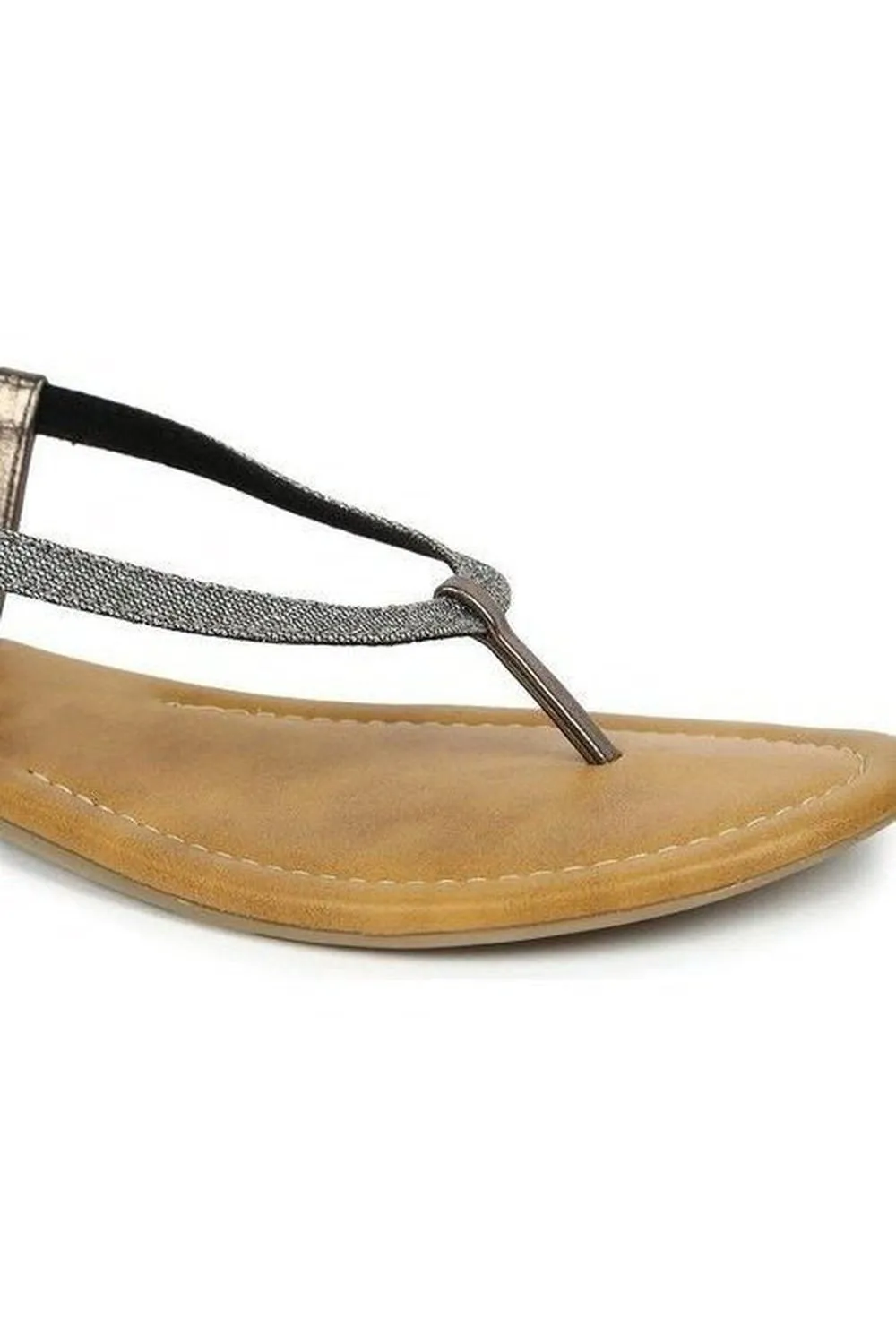 SOLES Metallic Fashion Trendy Gunmetal Flat Sandals - Trendy & Stylish Footwear