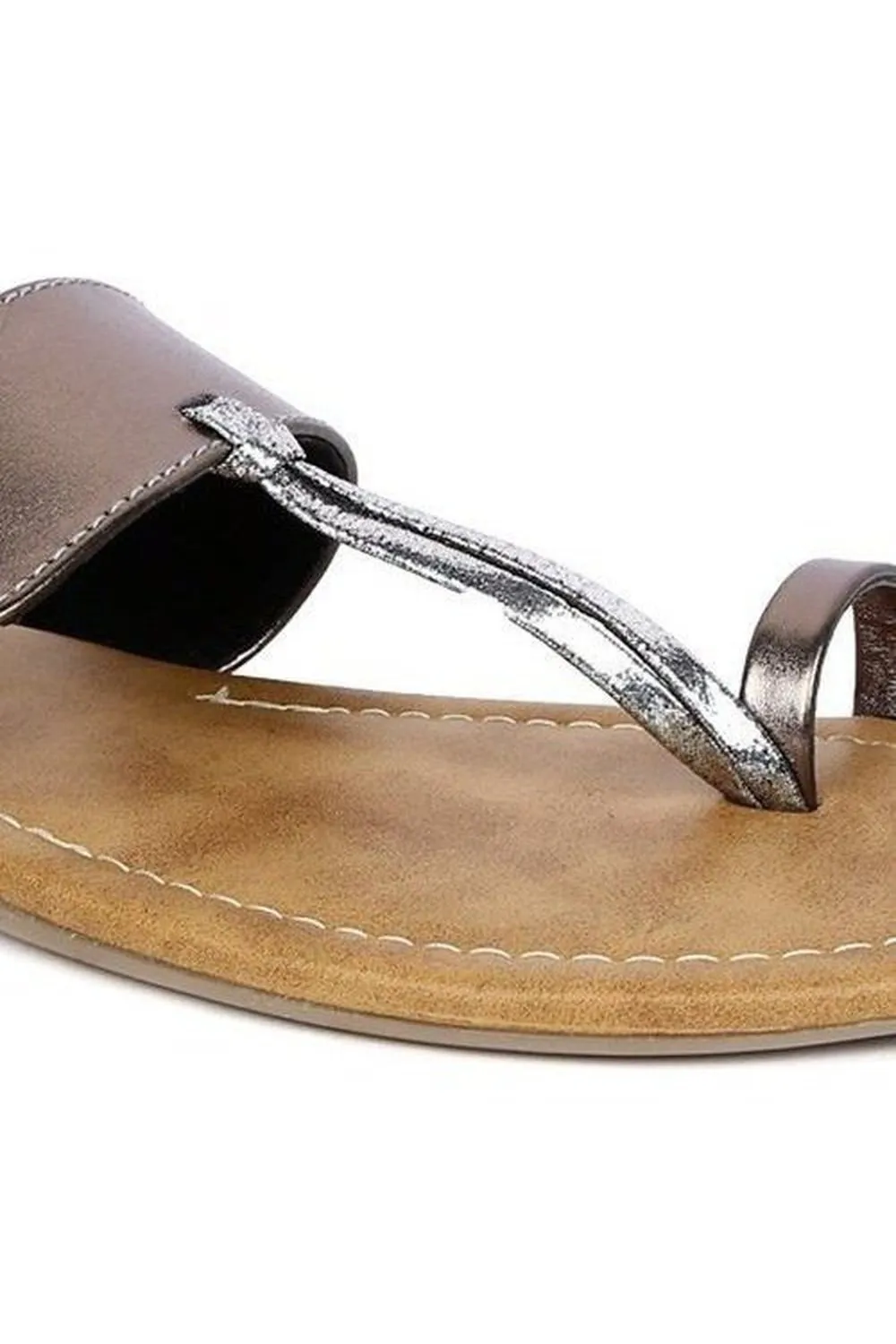 SOLES Metallic Flat Sandals - Elegant