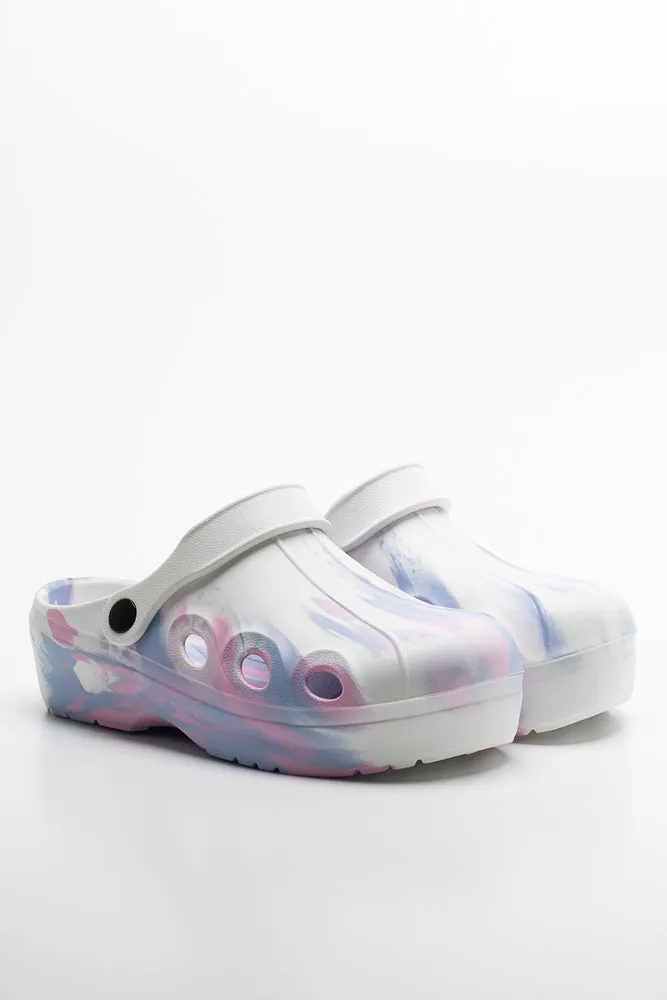 Tie Dye Clog White