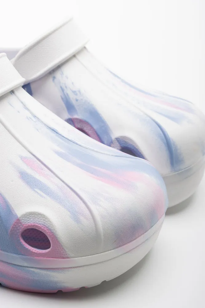 Tie Dye Clog White